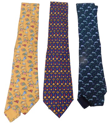 Lot 170 - Three Hermes silk ties, comprising a yellow...