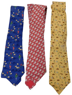 Lot 171 - Three Hermes silk ties, comprising yellow tie...