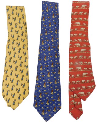 Lot 172 - Three Hermes silk ties, comprising yellow tie...