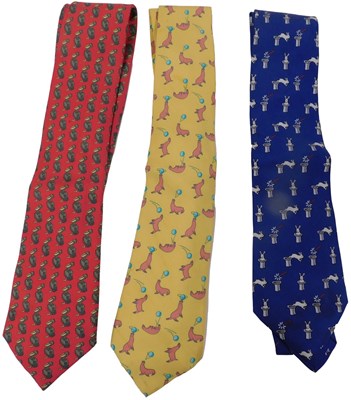 Lot 174 - Three Hermes silk ties, comprising a red tie...