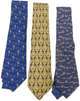 Lot 175 - Three Hermes silk ties, comprising a blue tie...