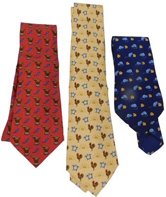 Lot 176 - Three Hermes silk ties, comprising a red tie...
