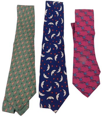 Lot 179 - Three Hermes silk ties, comprising a green tie...