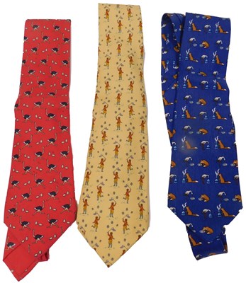 Lot 270 - Three Hermes silk ties, comprising a red tie...