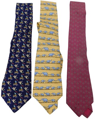 Lot 271 - Three Hermes silk ties, comprising a yellow...