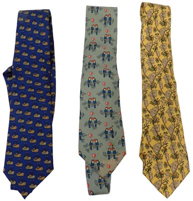 Lot 273 - Three Hermes silk ties, comprising a pale...