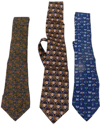 Lot 277 - Two Nina Richi silk floral ties, together with...