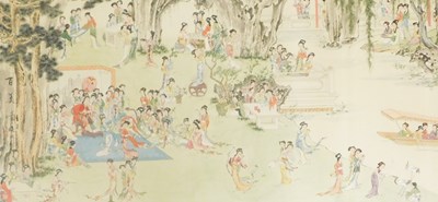 Lot 651 - Chinese School (20thC). Ladies in a garden,...