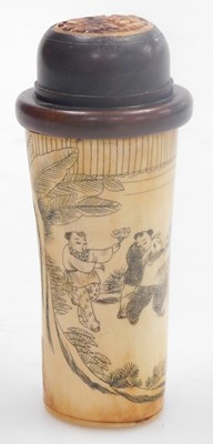 Lot 92 - A Chinese bone cricket cage, with a turned...