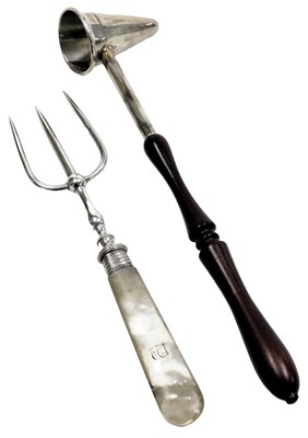 Lot 108 - An Elizabeth II silver candle snuffer, with a...