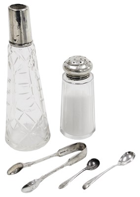 Lot 111 - A George V cut glass scent bottle with silver...