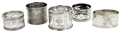 Lot 115 - A Victorian silver napkin ring, with engraved...