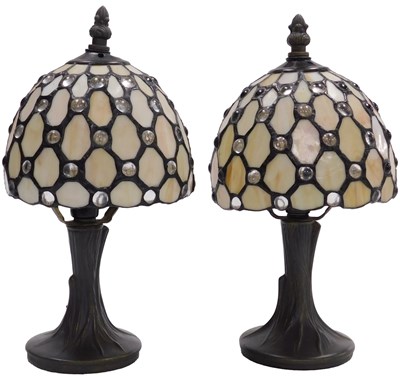 Lot 131 - A pair of Tiffany style table lamps, with...