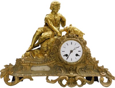 Lot 134 - A late 19thC brass cased mantel...