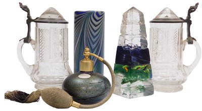 Lot 138 - A Royal Brierley Art Glass atomiser, an Okra...