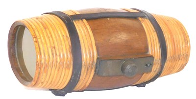 Lot 152 - A late 19thC oak and willow keg, of barrel...