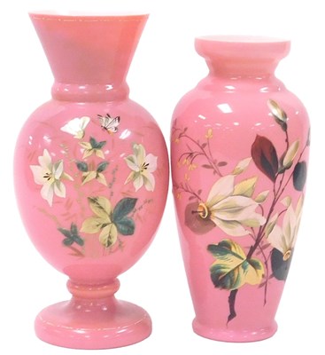 Lot 162 - A late 19thC pink opaline cased vase, of...