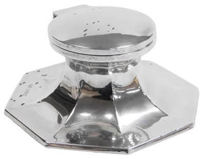 Lot 305 - A George V loaded silver inkwell, of octagonal...