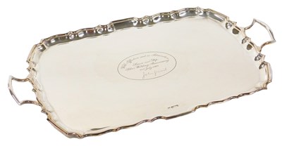 Lot 7 - A George V silver twin-handled tray, with pie...
