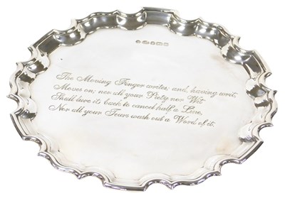 Lot 17 - An Elizabeth II silver piecrust salver,...