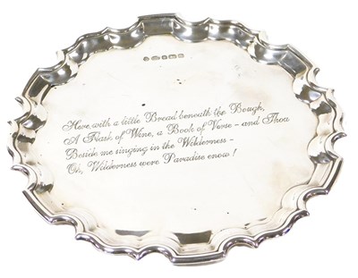 Lot 19 - An Elizabeth II silver piecrust salver,...