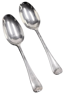 Lot 318 - Two Georgian Hanoverian pattern silver...