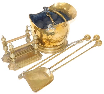 Lot 188 - A Victorian brass helmet shaped coal bucket,...