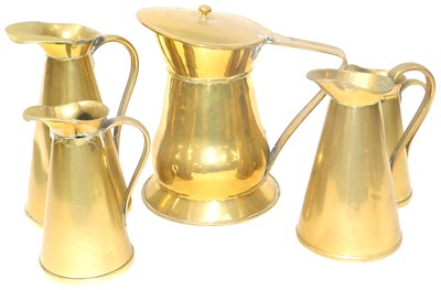 Lot 189 - A Victorian brass and copper flagon, with a...