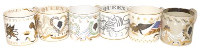 Lot 193 - Six Wedgwood commemorative tankards, designed...