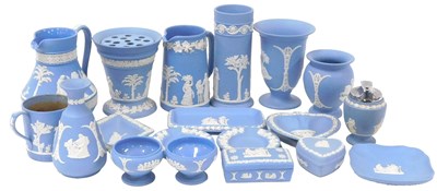 Lot 197 - A group of Wedgwood light blue Jasperware,...