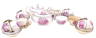 Lot 199 - An early 19thC pink and silver lustre tea...