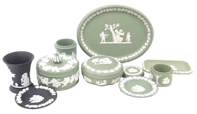 Lot 230 - A group of Wedgwood green Jasperware,...
