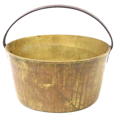 Lot 241 - A brass jam pan, with a cast iron handle, 32cm...