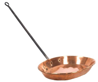Lot 246 - A Victorian copper frying pan, with an oval...