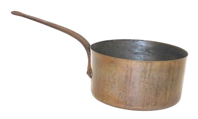 Lot 250 - An early 20thC copper coated saucepan, with a...