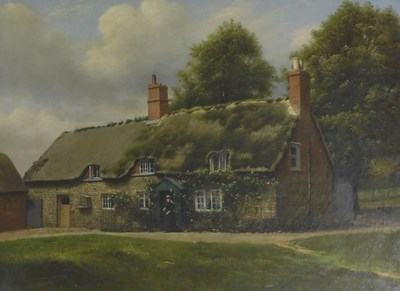 Lot 296 - English School (late 19thC). Thatched country...