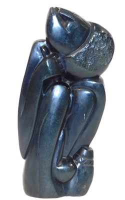 Lot 259 - An African stone carving, of a crouching woman...