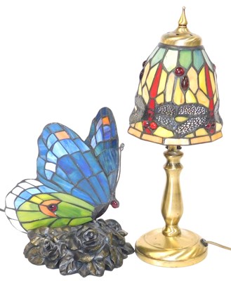 Lot 285 - A Tiffany style table lamp, with a dragonfly...