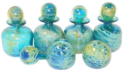 Lot 289 - Four Mdina glass scent bottles and stoppers, a...