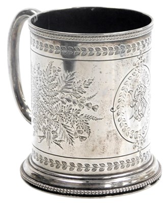 Lot 328 - A Victorian silver tankard, engraved with...
