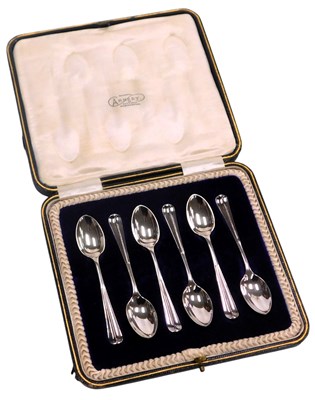 Lot 505 - A set of six Edward VII silver rat-tail coffee...