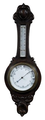 Lot 351 - A Victorian oak cased wheel barometer,...