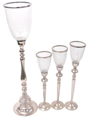 Lot 354 - A set of three graduated Indian white metal...