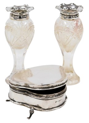 Lot 517 - A George V silver heart shaped dressing table...