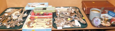 Lot 2045 - A group of loose and cased flatware, souvenir...