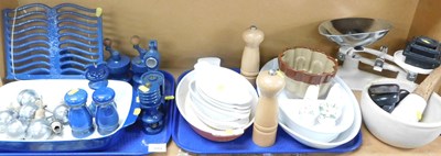 Lot 2064 - Kitchenalia, to include a painted blue cast...