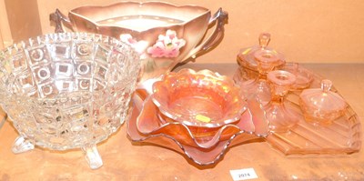 Lot 2074 - Carnival glassware, to include orange tinted...