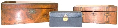 Lot 375 - A Victorian walnut and brass bound writing...