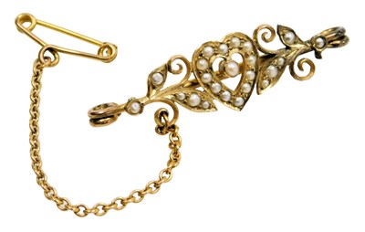 Lot 401 - A Victorian seed pearl set sweetheart bar...