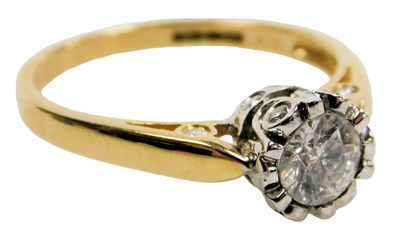 Lot 410 - An 18ct gold and diamond solitaire ring, the...